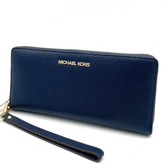 Michael Kors Large Continental Wallet Wristlet Navy Blue - Picture 1 of 8